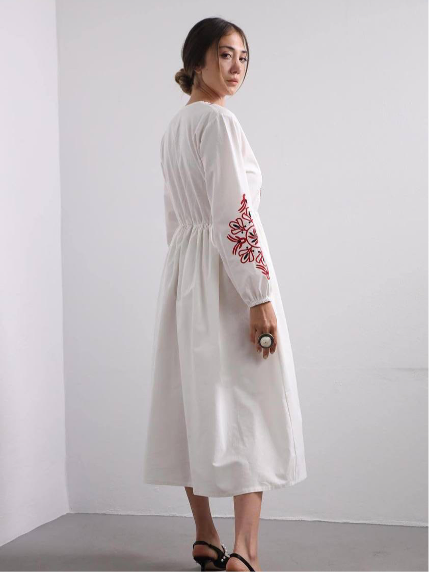 Dress with Red Embroidery | Women’s Vyshyvanka Goya Concept