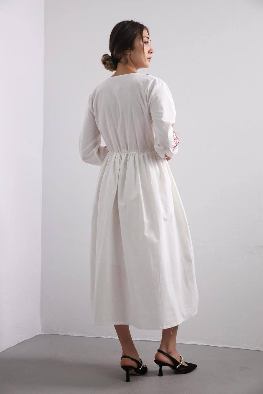 Dress with Red Embroidery | Women’s Vyshyvanka Goya Concept
