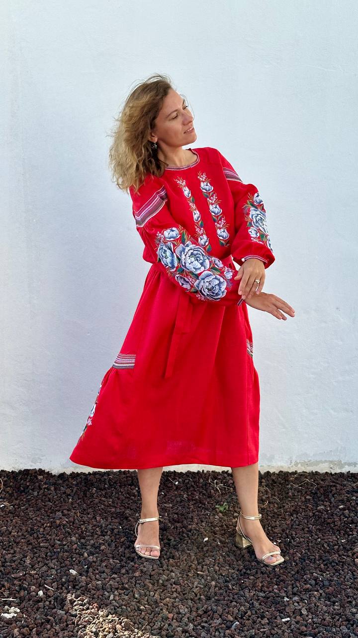 Midi dress "Peonies"