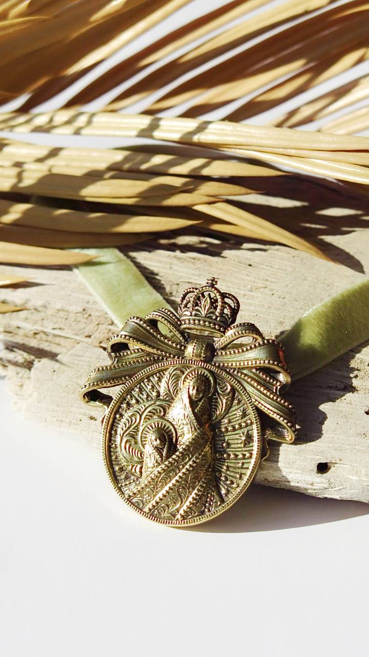 “Maria” Dukach Necklace on Velvet Ribbon — Ukrainian Ethno Jewelry