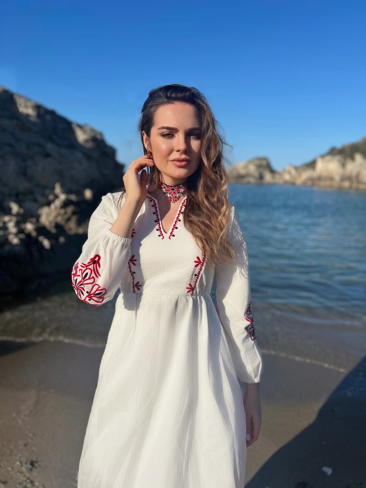 Dress with Red Embroidery | Women’s Vyshyvanka Goya Concept