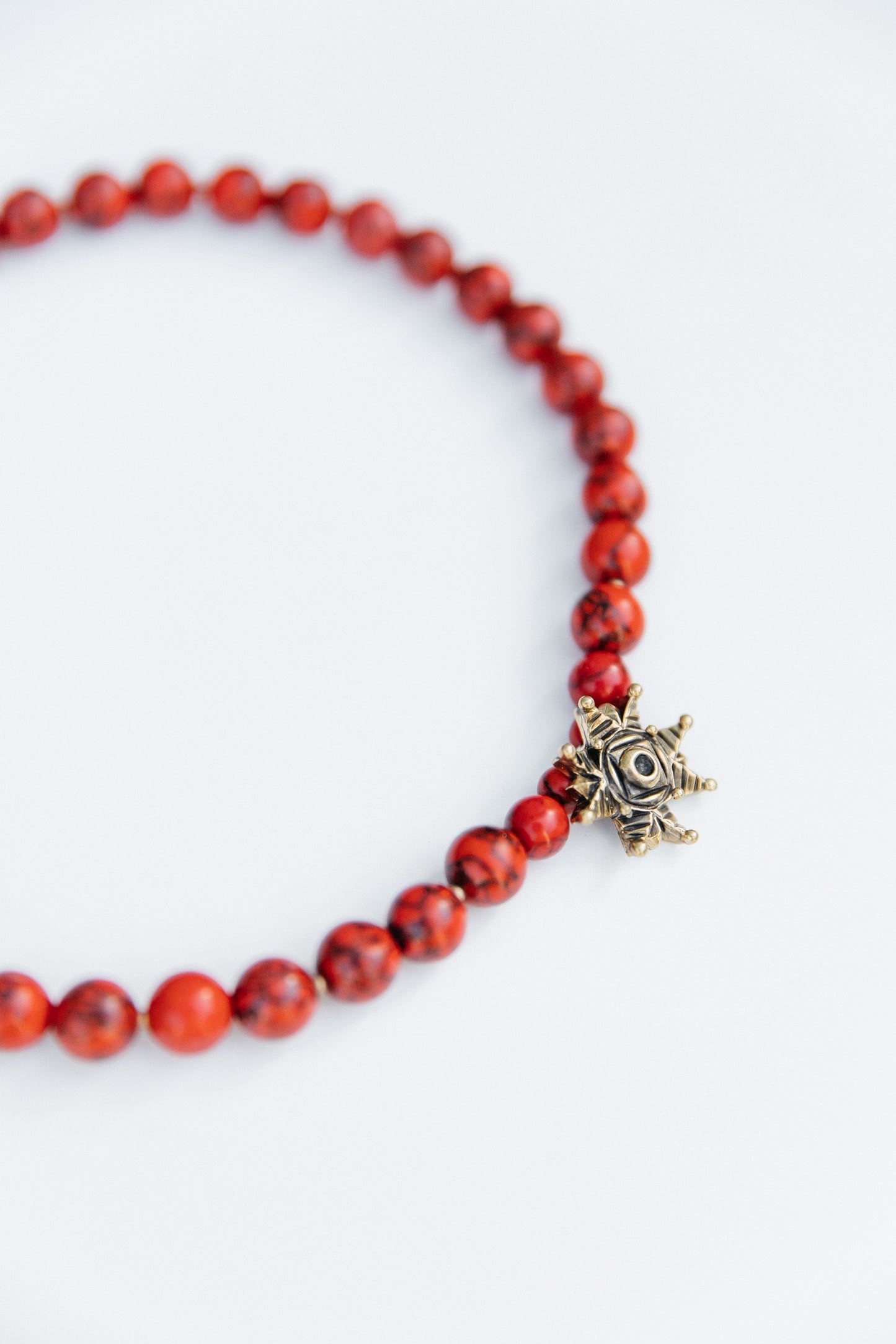 “Zori” Choker — Red Howlite Necklace with Bronze Star