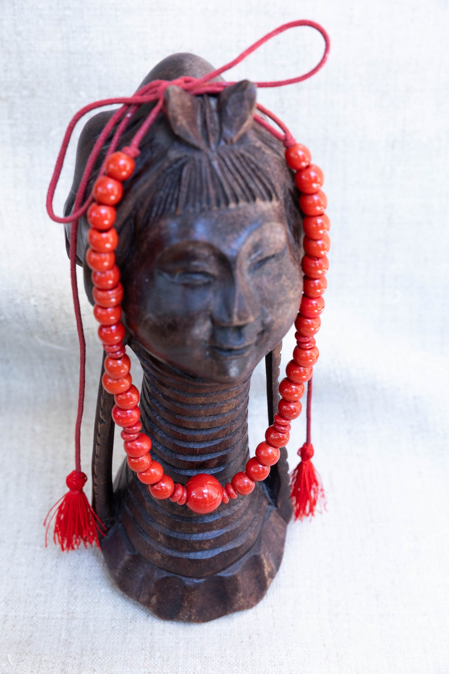 Red Choker Necklace “Berehynia” — Ceramic Beads Necklace with Adjustable Length