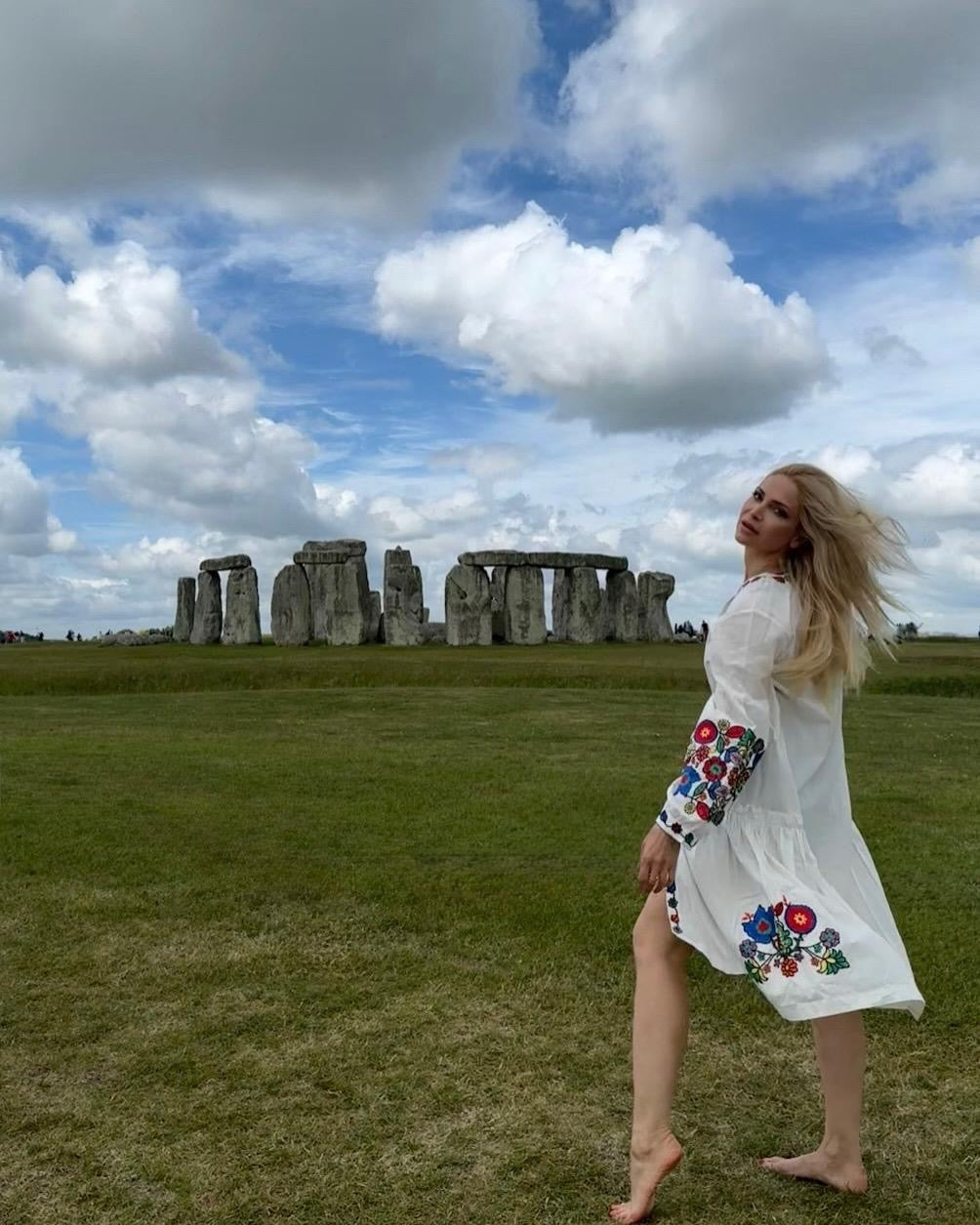 Dress with Belt “Kvіtana” — White Embroidered Midi Dress