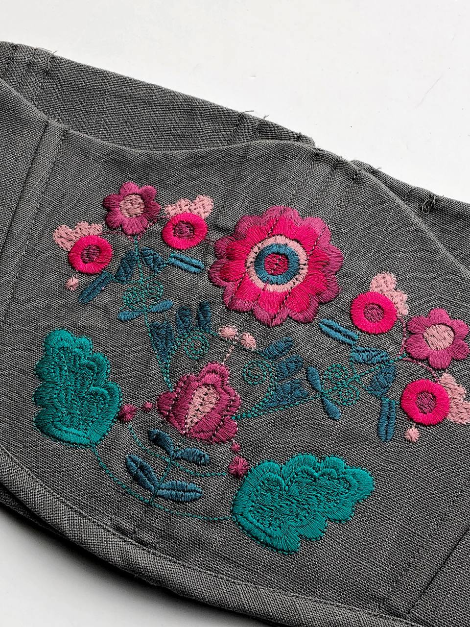 Gray Corset with Ornamental Embroidery
