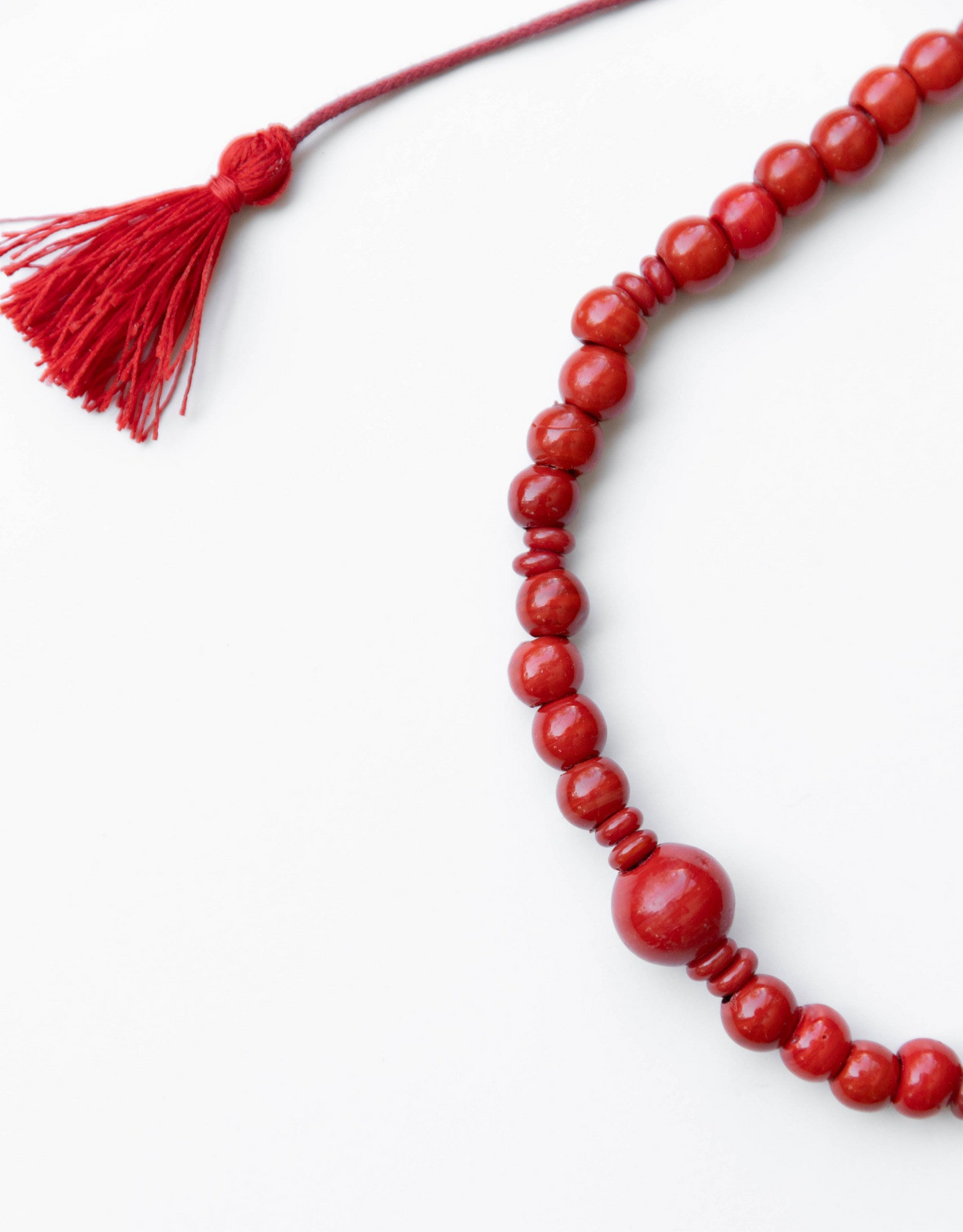 Red Choker Necklace “Berehynia” — Ceramic Beads Necklace with Adjustable Length