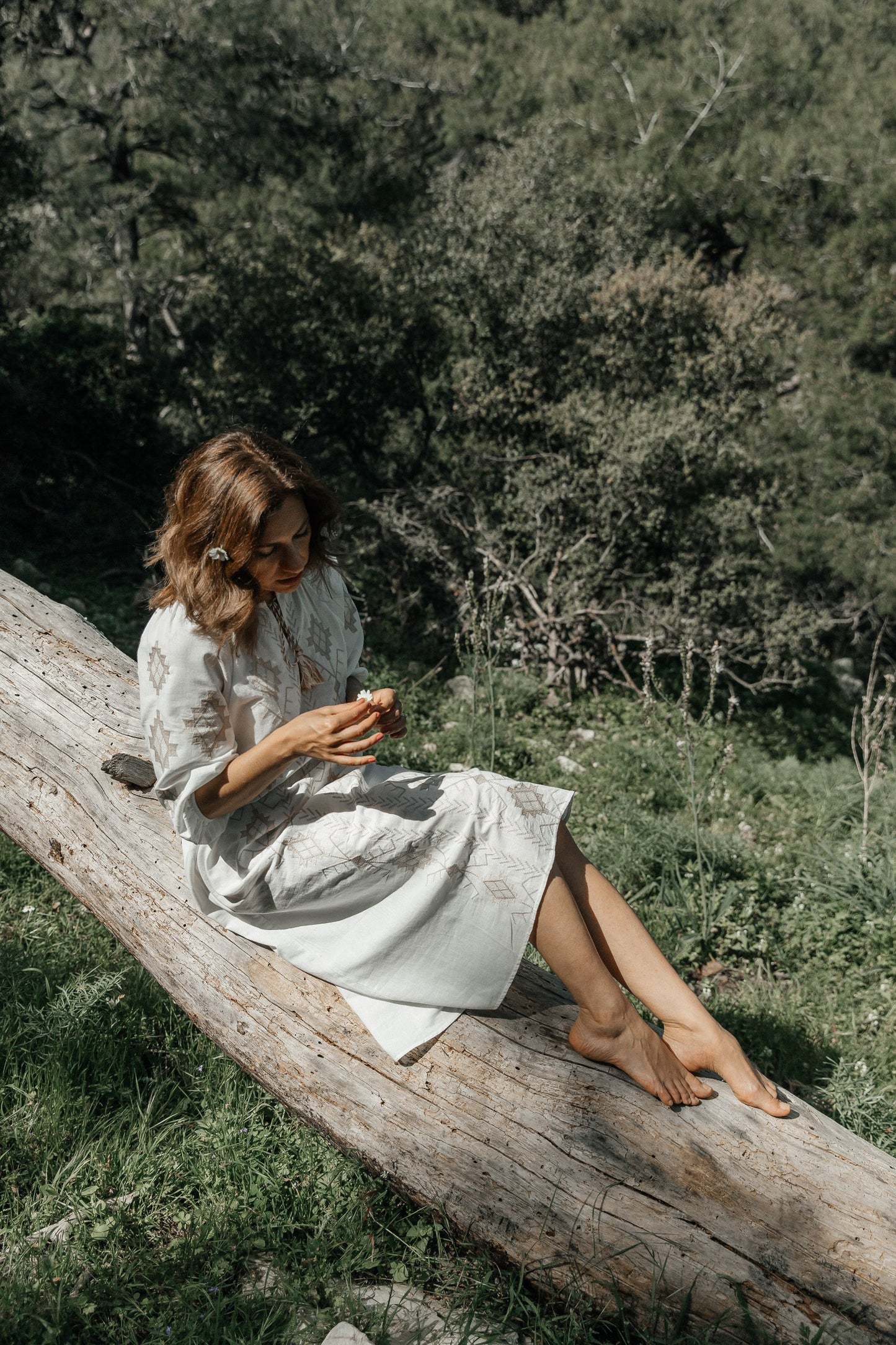 Linen Dress “Kupava” | Embroidered Midi Ethno Dress | Linen Dress for Everyday & Special Occasions