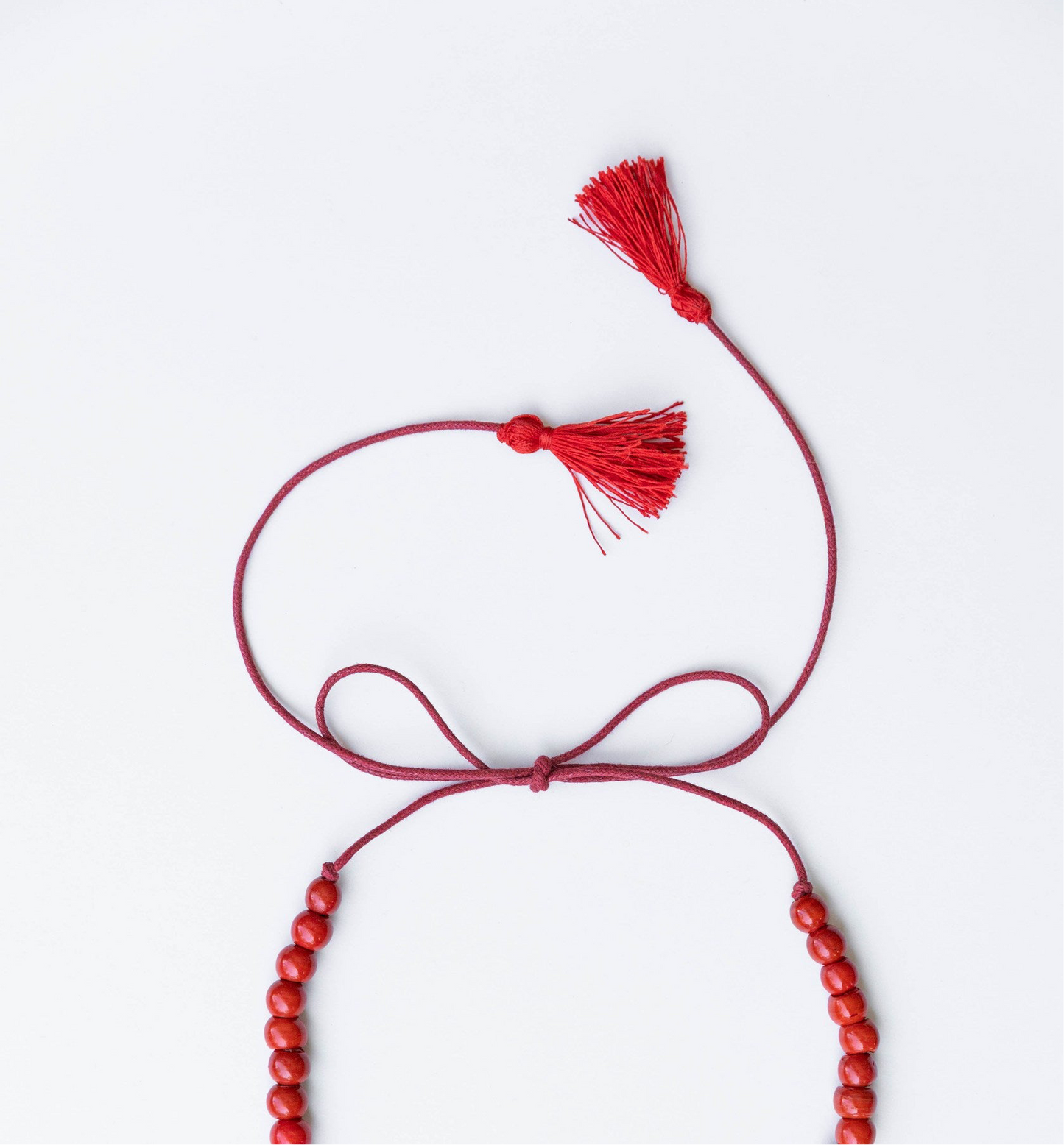 Red Choker Necklace “Berehynia” — Ceramic Beads Necklace with Adjustable Length