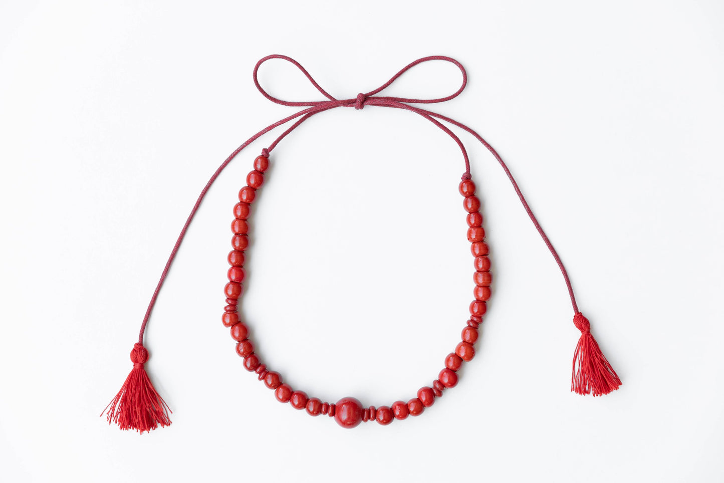 Red Choker Necklace “Berehynia” — Ceramic Beads Necklace with Adjustable Length