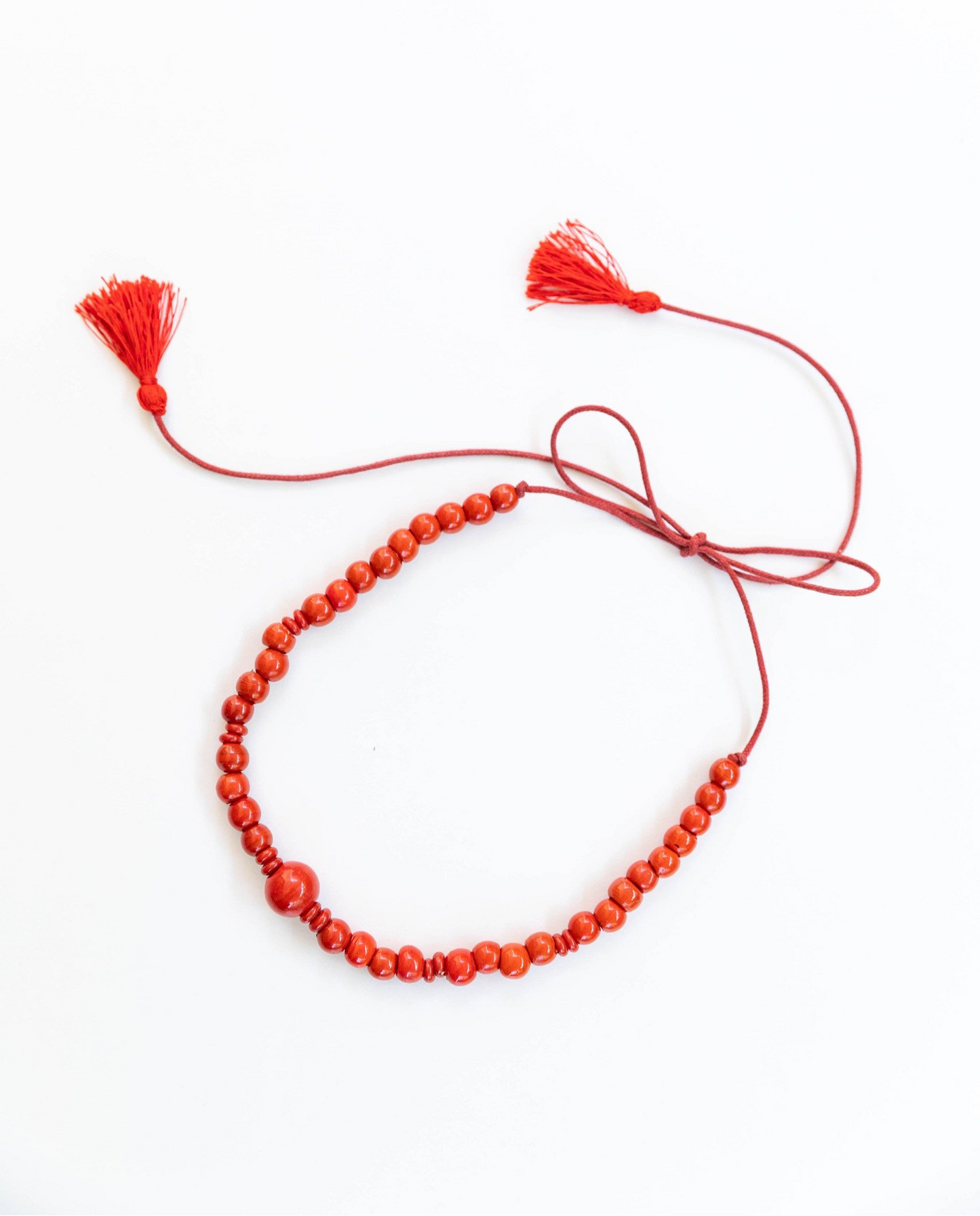 Red Choker Necklace “Berehynia” — Ceramic Beads Necklace with Adjustable Length