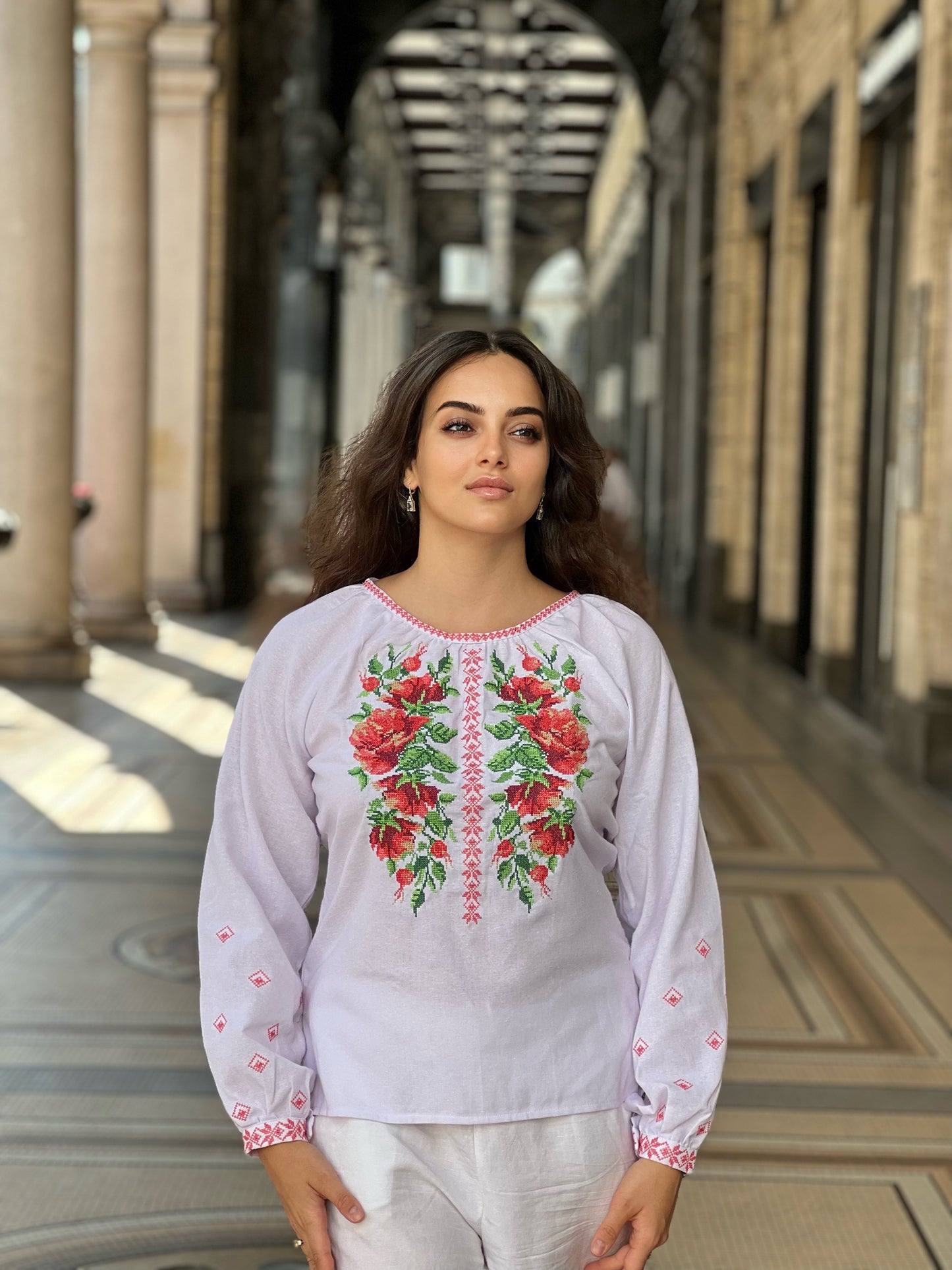 Embroidered Cotton Raglan Blouse “Shypshyna” | Women’s Floral Vyshyvanka