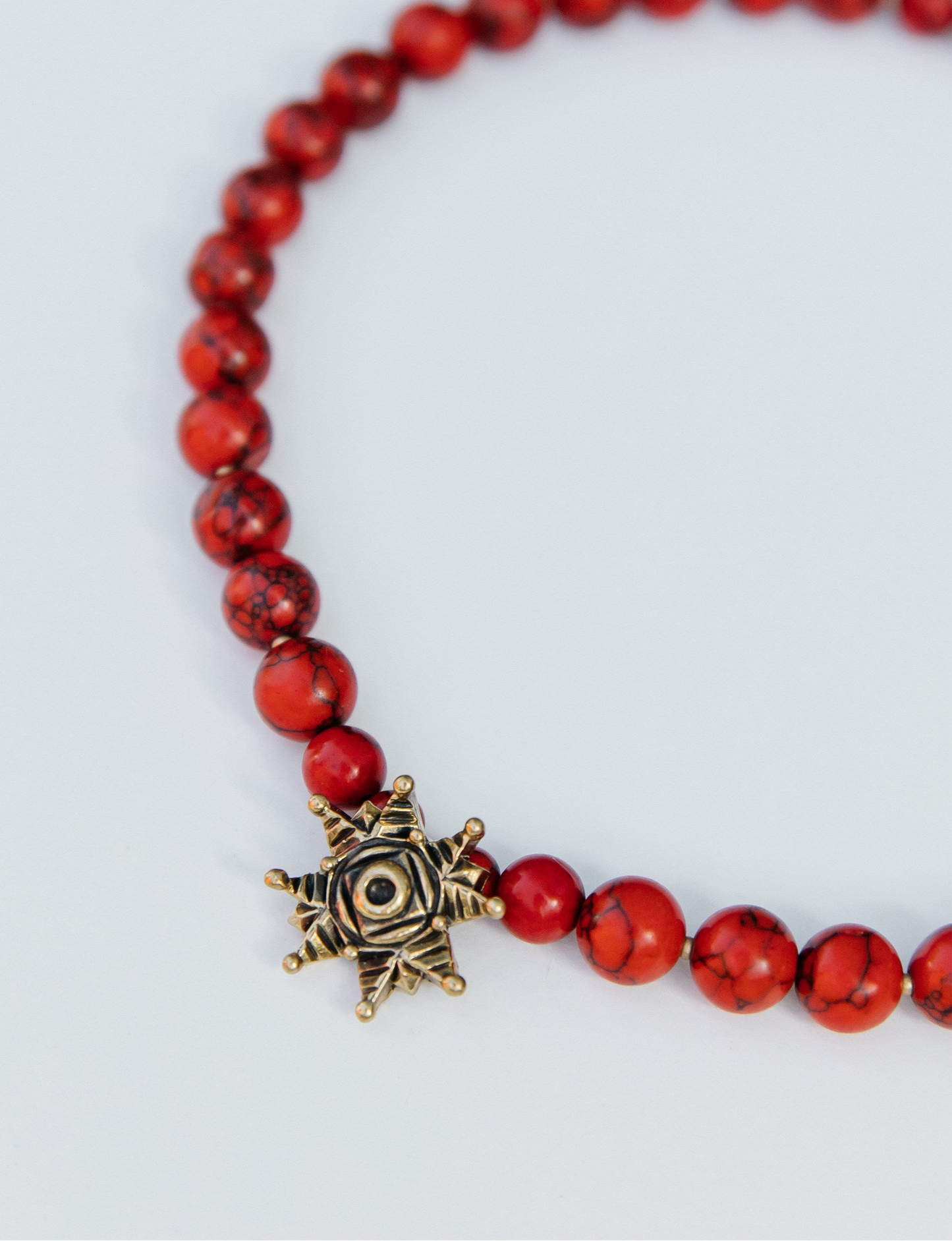 “Zori” Choker — Red Howlite Necklace with Bronze Star
