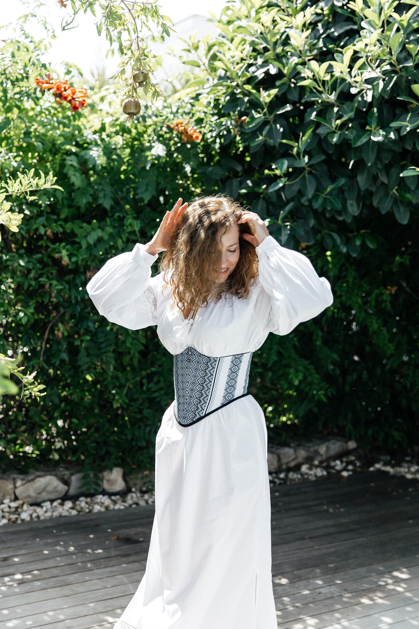 Boho White Ethnic Dress | Lace Trim Long Sleeve Cotton Dress Lileya