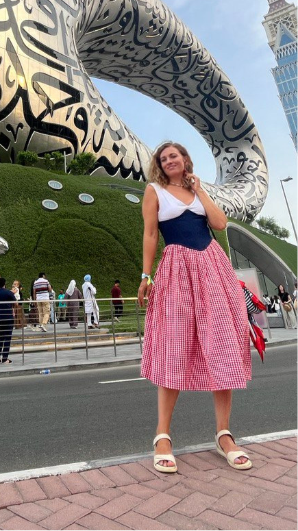 Romantic Midi Skirt – A-Line, High-Waisted, in Red Gingham