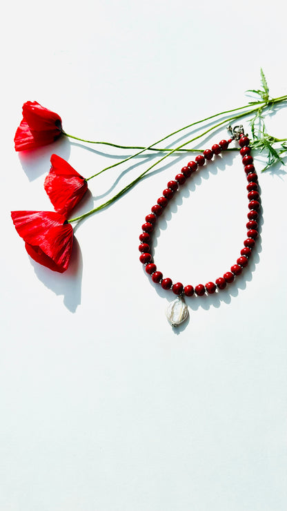Cherry Garden Necklace with Baroque Pearl