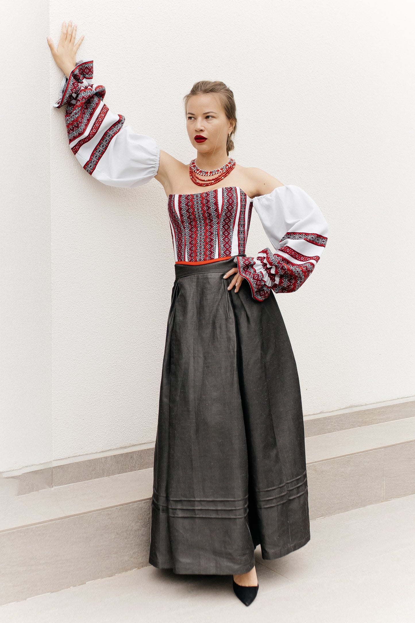 Double-Sided Transformer Corset “Charivnytsia” with Detachable Sleeves