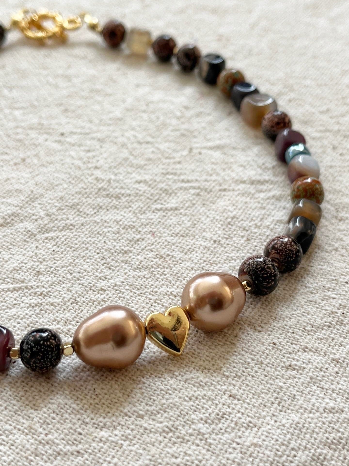 Pysanka Agate & Baroque Pearl Choker | Minimalist Necklace