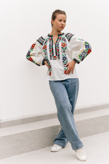 Women’s Vyshyvanka “Cheremshyna” | Ukrainian Embroidered Blouse with Floral Ornament