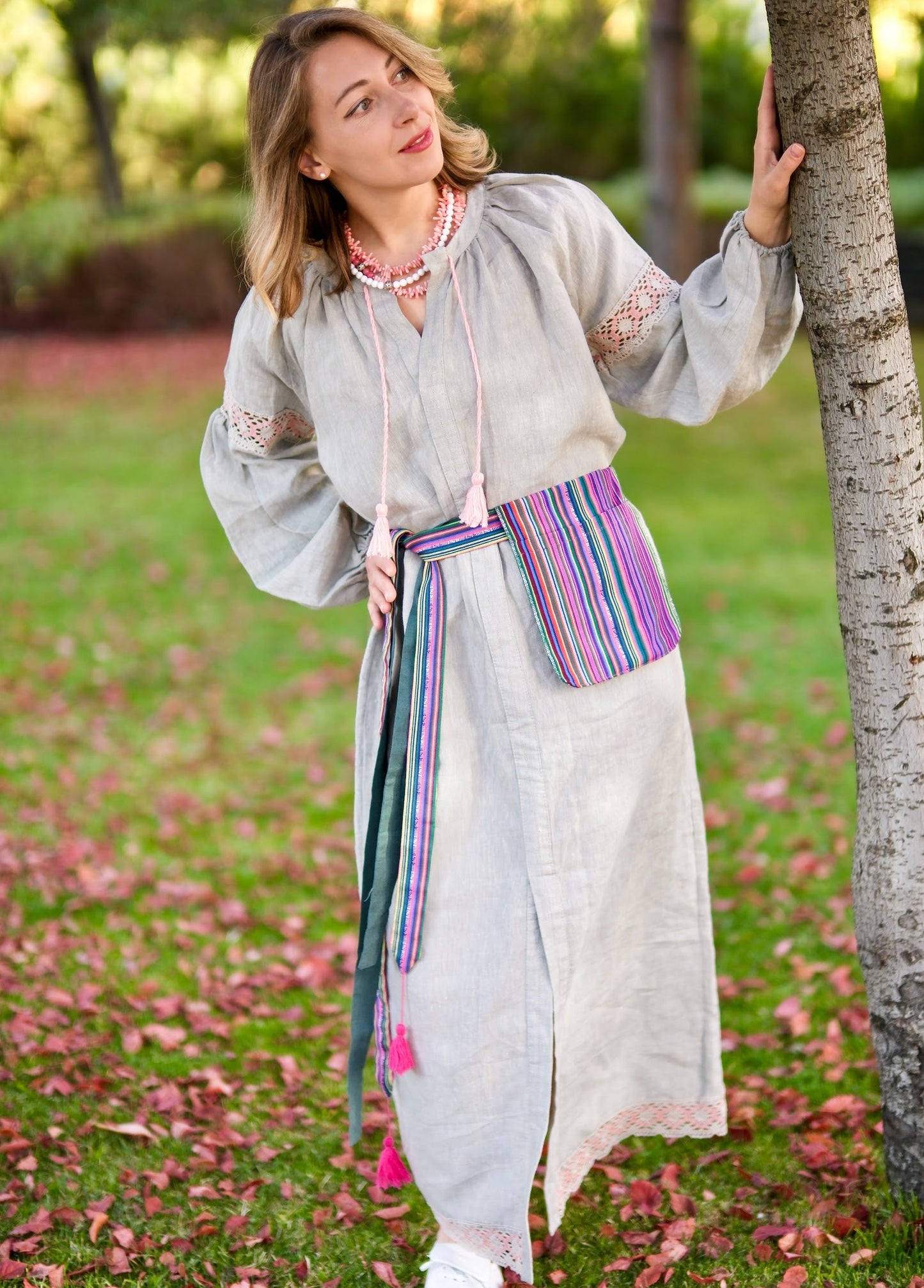 Haman “Stezhyna” (Path) – Ukrainian Ethno Waist Accessory from Striped Fabric