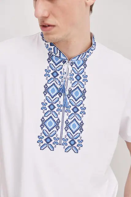 Embroidered T-Shirt “Synevyr” | Men’s Ukrainian Embroidered T-Shirt in Blue