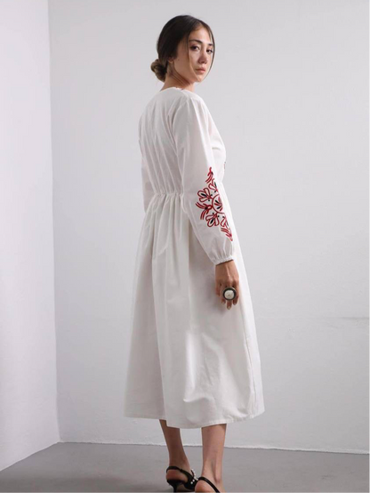 Dress with Red Embroidery | Women’s Vyshyvanka Goya Concept