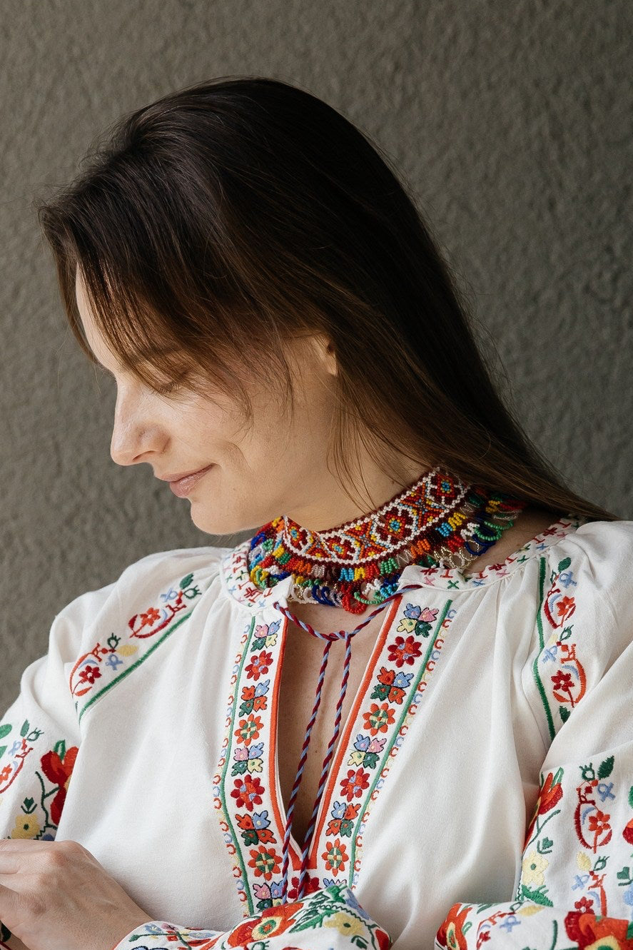 Vyshyvanka “Yaryna” — Women’s Ukrainian Embroidered Blouse with Floral Ornament
