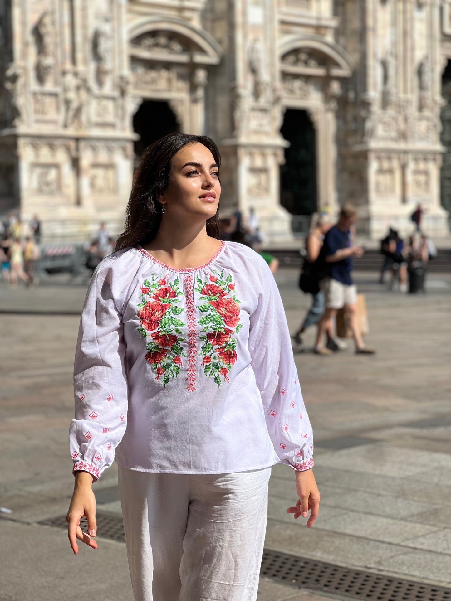 Embroidered Cotton Raglan Blouse “Shypshyna” | Women’s Floral Vyshyvanka
