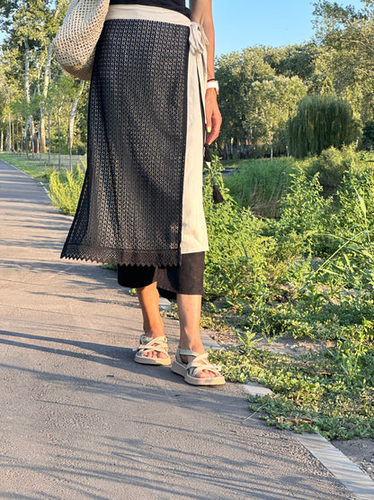 Mara Double-Layered Lace & Linen Zapaska