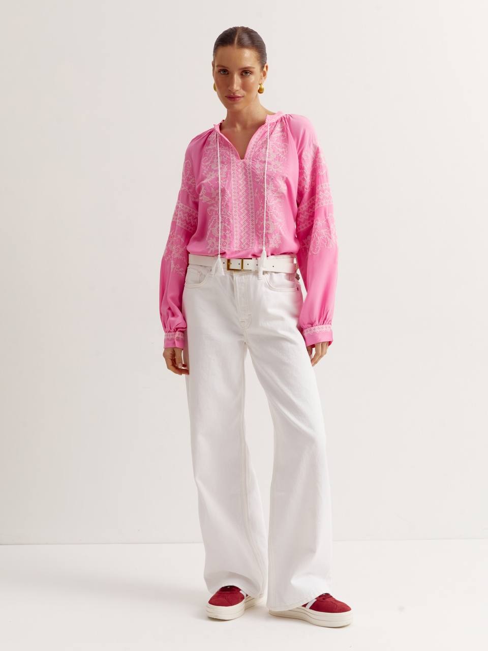 Modern Pink Embroidered Shirt “Ruta”