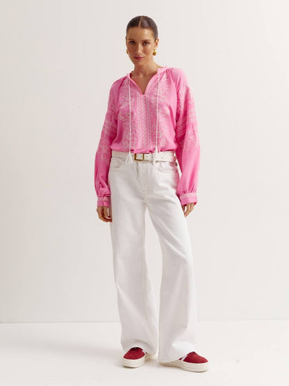 Modern Pink Embroidered Shirt “Ruta”