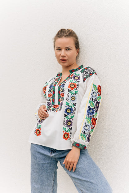 Women’s Vyshyvanka “Cheremshyna” | Ukrainian Embroidered Blouse with Floral Ornament