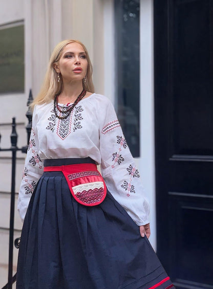 Red Jacquard  Waist accessory/ Pocket “Ladana”