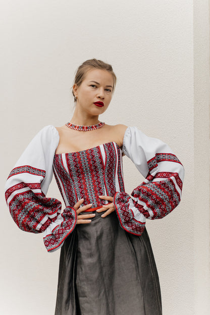 Double-Sided Transformer Corset “Charivnytsia” with Detachable Sleeves