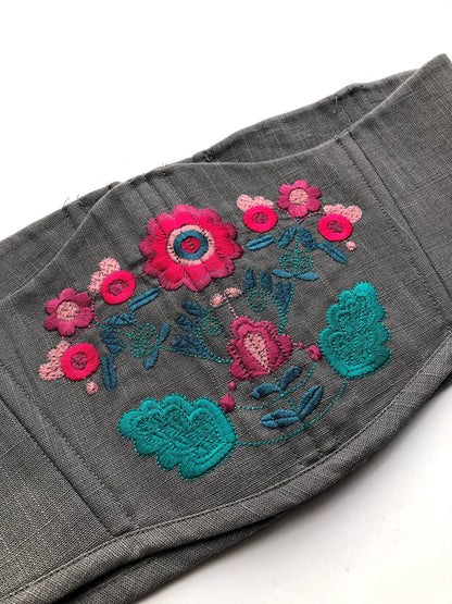 Gray Corset with Ornamental Embroidery