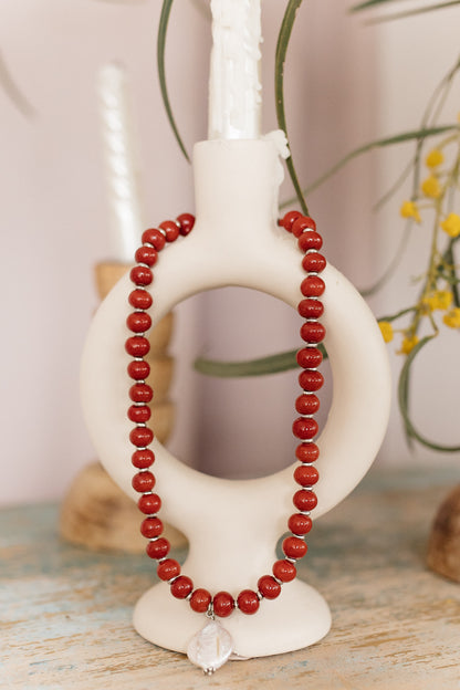 Cherry Garden Necklace with Baroque Pearl