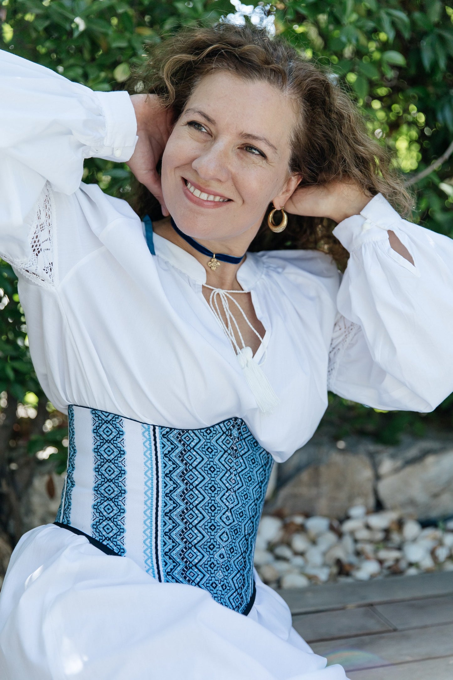 Vodohrai Reversible Blue Ethnic Corset – Ukrainian Pattern Waist Accessory