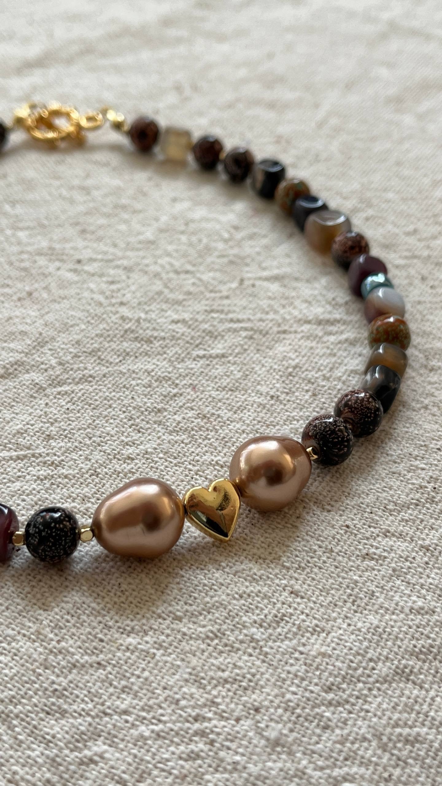 Pysanka Agate & Baroque Pearl Choker | Minimalist Necklace
