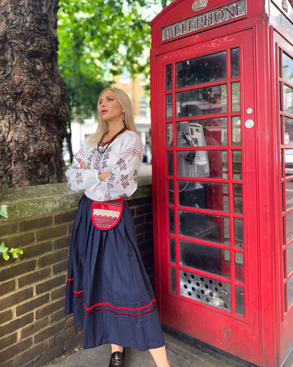 Red Jacquard  Waist accessory/ Pocket “Ladana”