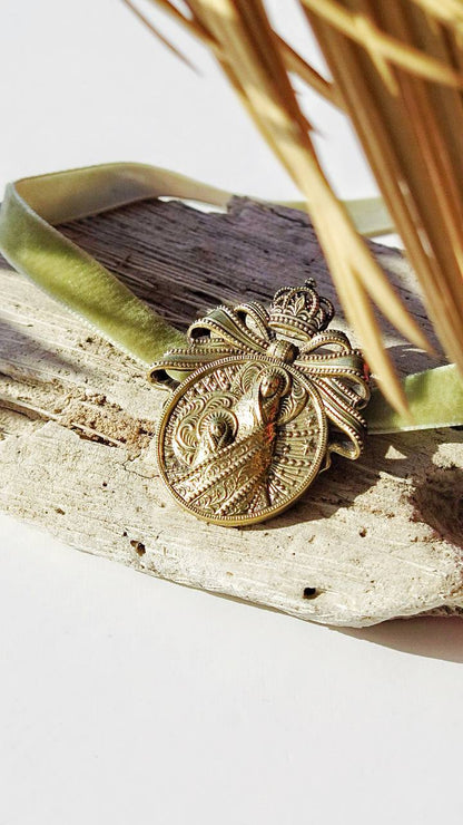 “Maria” Dukach Necklace on Velvet Ribbon — Ukrainian Ethno Jewelry