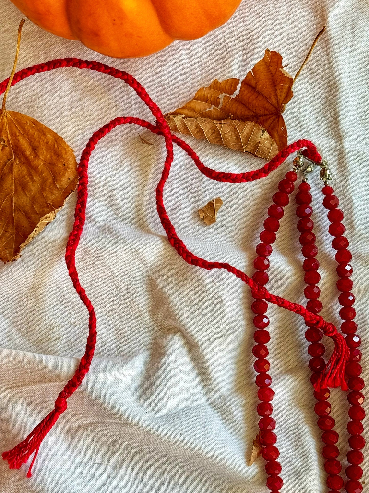 Garnet Symphony Necklace – Three-Strand Deep Red Crystal Bead Necklace | Ethnic Jewelry by Goya Concept