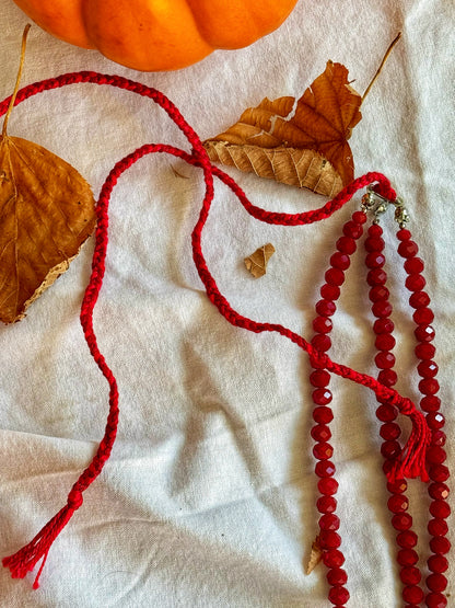 Garnet Symphony Necklace – Three-Strand Deep Red Crystal Bead Necklace | Ethnic Jewelry by Goya Concept