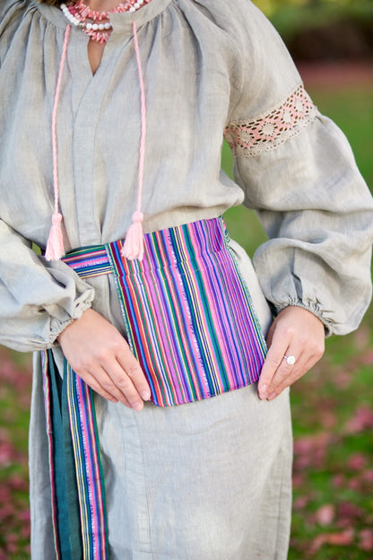 Haman “Stezhyna” (Path) – Ukrainian Ethno Waist Accessory from Striped Fabric