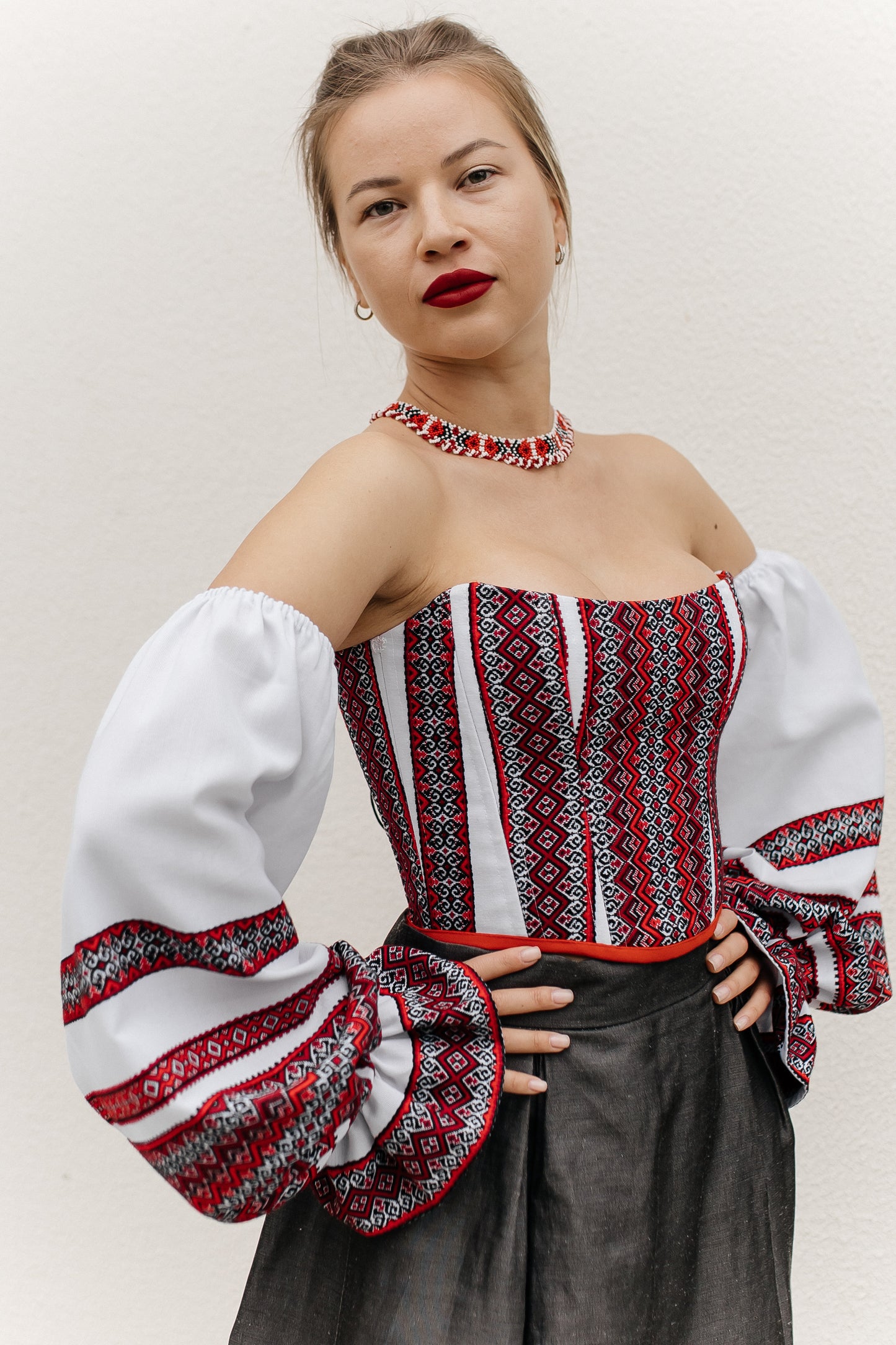 Double-Sided Transformer Corset “Charivnytsia” with Detachable Sleeves