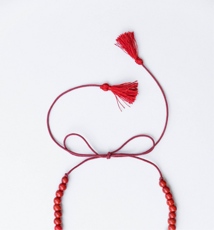 Red Choker Necklace “Berehynia” — Ceramic Beads Necklace with Adjustable Length