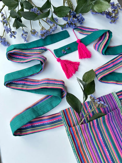 Haman “Stezhyna” (Path) – Ukrainian Ethno Waist Accessory from Striped Fabric