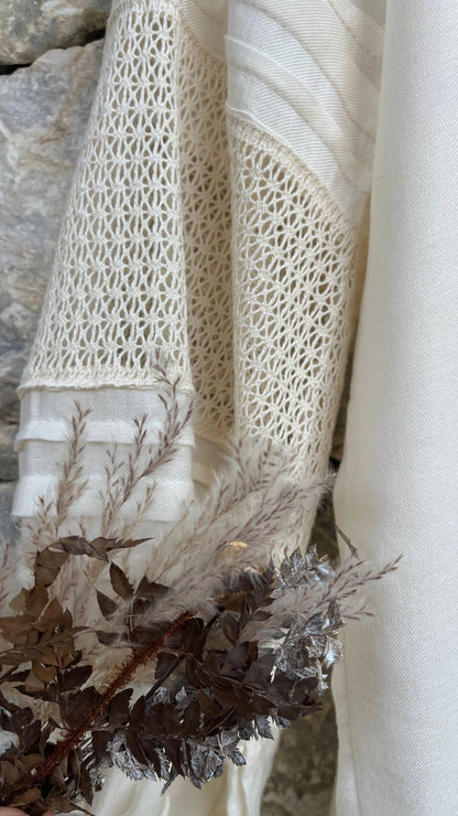Merezhka Linen & Viscose Women’s Blouse with Lace Sleeves | Modern Ethnic Style