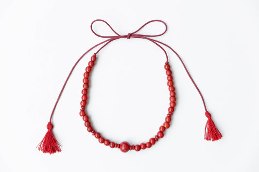 Red Choker Necklace “Berehynia” — Ceramic Beads Necklace with Adjustable Length