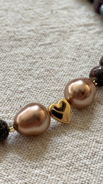 Pysanka Agate & Baroque Pearl Choker | Minimalist Necklace
