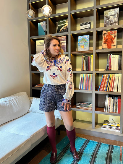 Volynianka Embroidered Blouse – Ukrainian Floral Vyshyvanka with Statement Collar