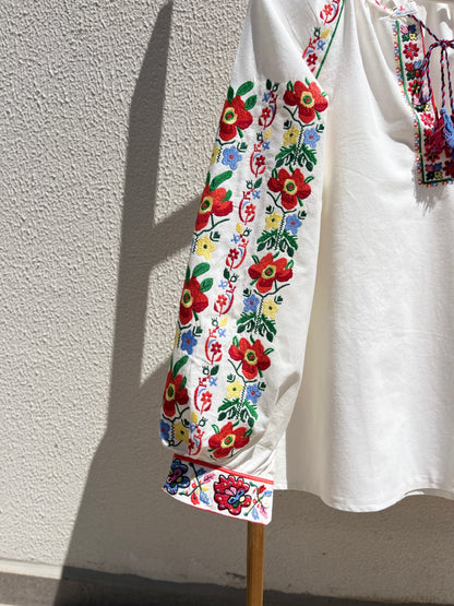 Vyshyvanka “Yaryna” — Women’s Ukrainian Embroidered Blouse with Floral Ornament